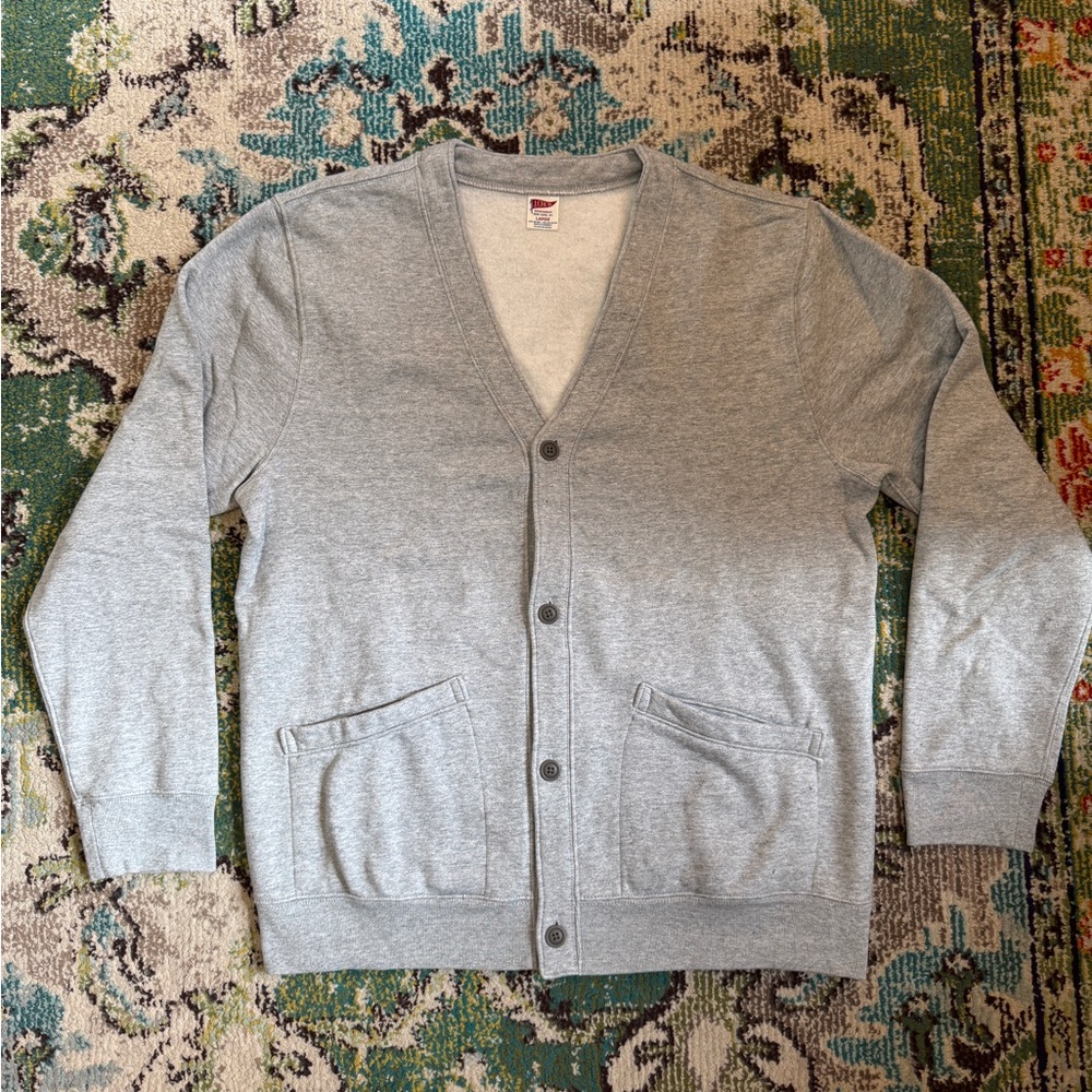 J. Crew Heritage 14 oz. Fleece Cardigan Sweater Heather Gray Men’s Large